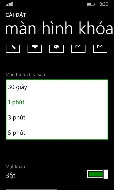 Giảm thời gian khóa màn hình