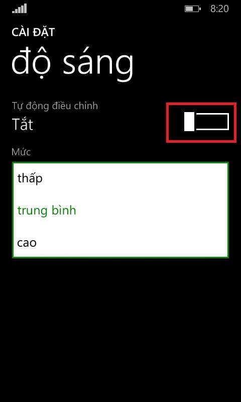 Thay đổi độ sáng màn hình