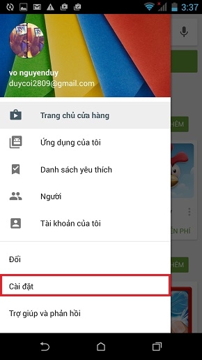 Cài đặt mật khẩu cho CH Play