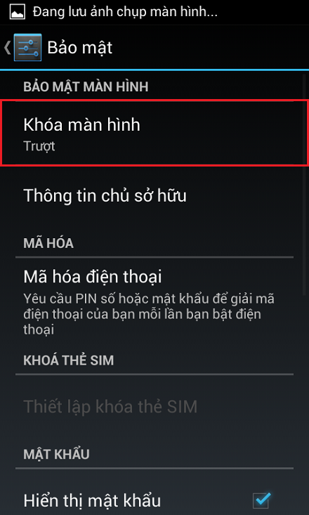 Khóa màn hình bằng mật khẩu
