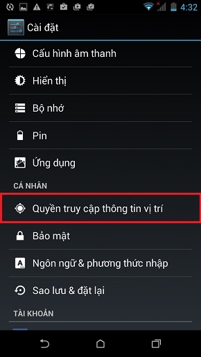Tắt dịch vụ GPS