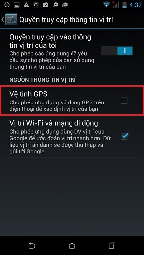Tắt dịch vụ GPS