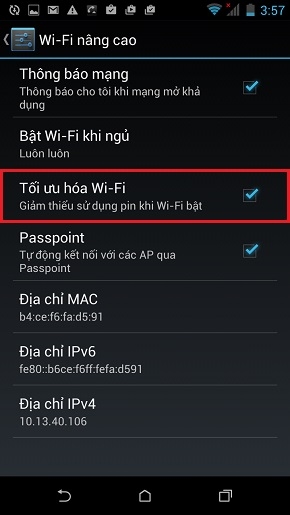 Bật tính năng tối ưu hóa Wi-Fi kém