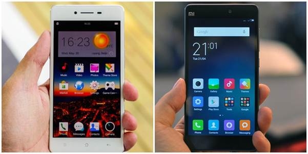 Màn hình Oppo R7 và Xiaomi Mi4