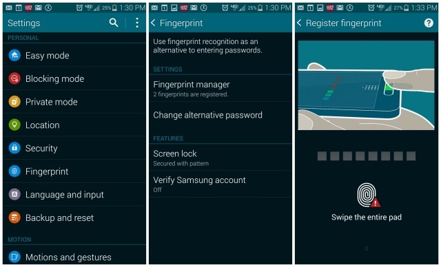 Tính năng nhận diện dấu vân tay trên Galaxy S5