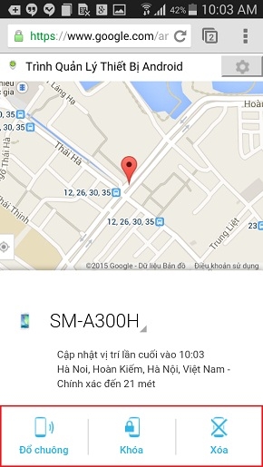 Xác định vị trí và xóa sạch dữ liệu khi Samsung Galaxy A3 bị mất