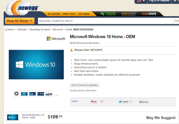 Thông tin về Windows 10