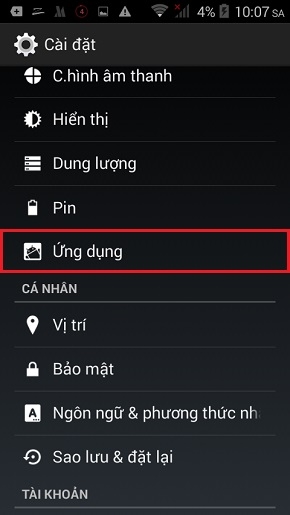 Bạn truy cập Cài đặt > Ứng dụng.