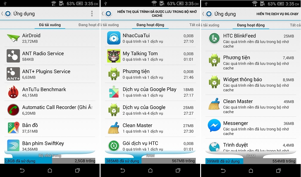 Có khá nhiều ứng dụng trong Desire 626G Plus nhưng máy vẫn chạy khá nhanh nhạy