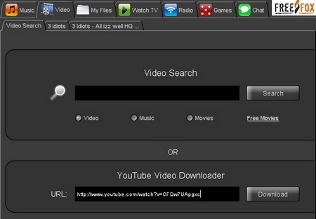 Tab video để tìm và tải video từ Youtube