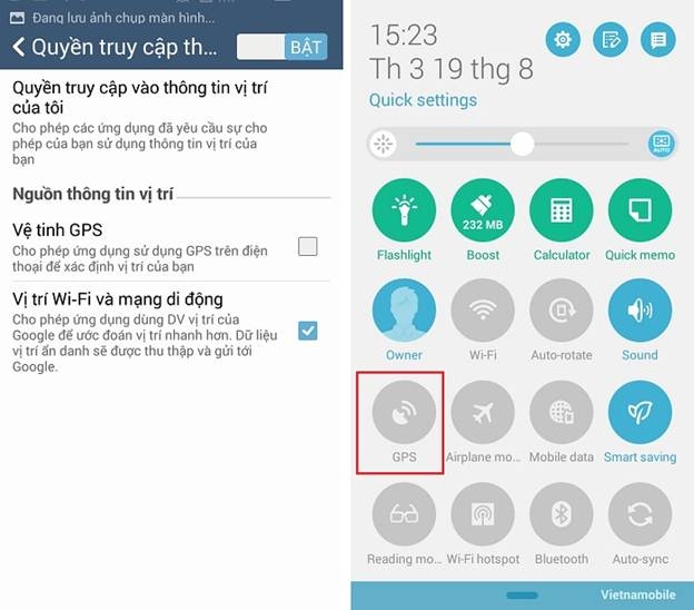 Tắt chế độ định vị GPS
