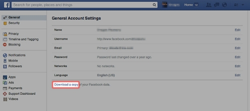 Tải toàn bộ dữ liệu Facebook về máy