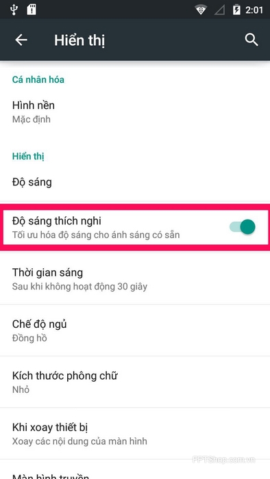Điều chỉnh màn hình hiển thị