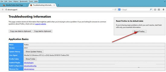 Khôi phục lại chế độ mặc định trên trình duyệt FireFox