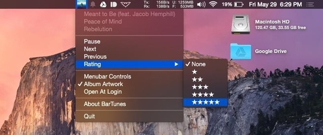 Điều khiển iTunes dễ dàng hơn với BarTunes