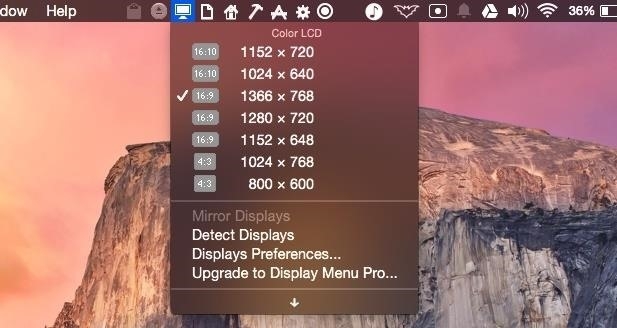 Click để đổi phân giải màn hình với Display Menu