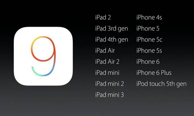 những thiết bị mà IOS 9 sẽ hỗ trợ