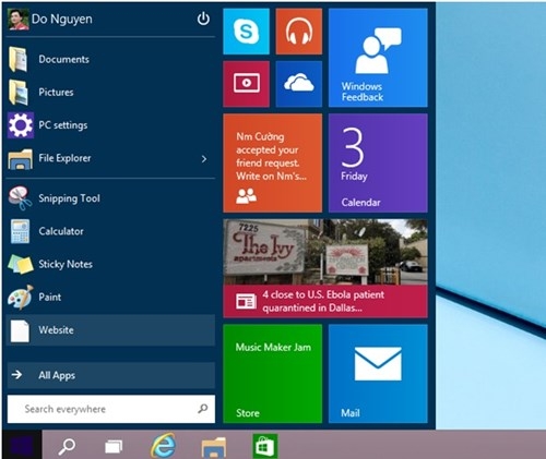 Khả năng hiển thị thông tin kiểu Live Tiles