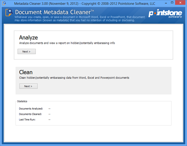 Document Metadata Cleaner có thể xoá bỏ toàn bộ thông tin trong các tập tin Office