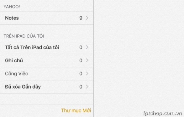 Cho phép tạo Folder trong Notes