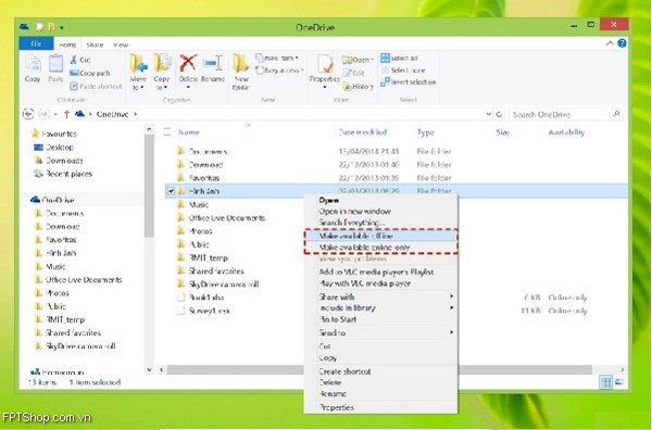 Sử dụng OneDrive hoặc ổ cứng rời
