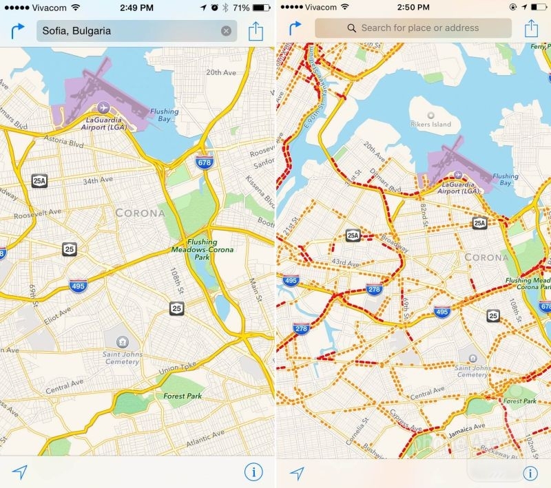 Thông tin giao thông trong Apple Maps