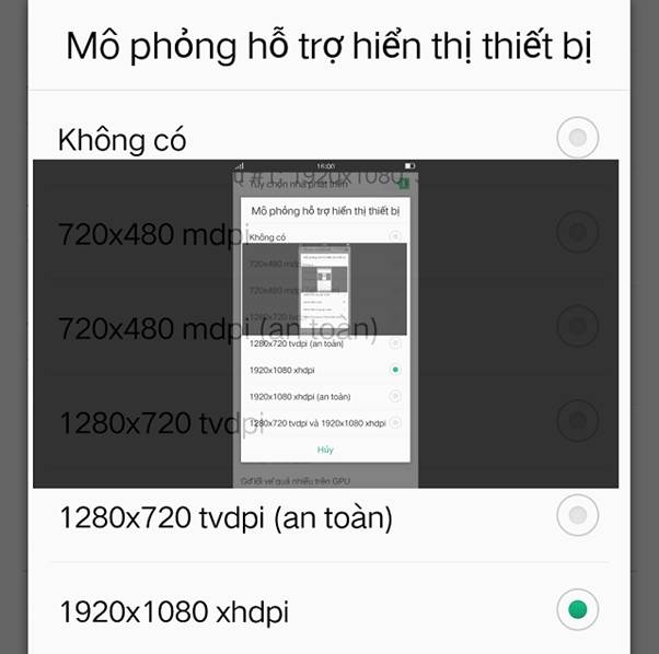 Chế độ tùy chọn nhà phát triển