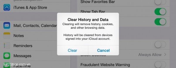 Xóa bộ nhớ cache cho iOS