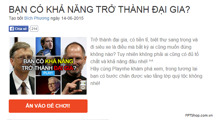 Ứng dụng Bạn có khả năng trở thành đại gia
