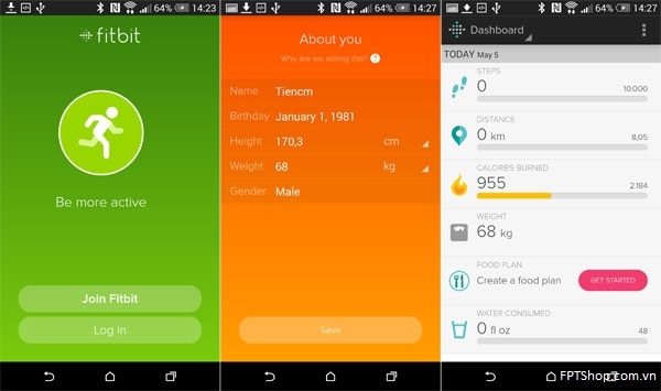 Giao diện ứng dụng Fitbit