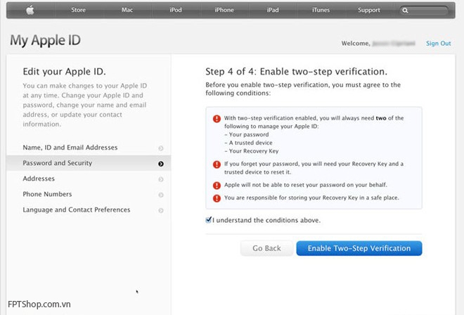 Bảo mật 2 lớp Apple ID