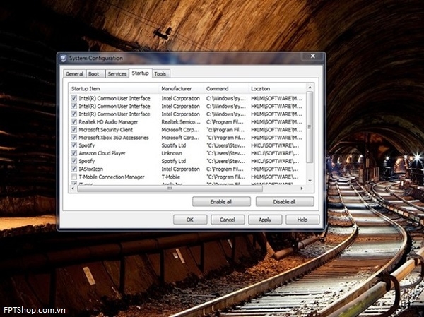 Tắt ứng dụng khởi động cùng Windows
