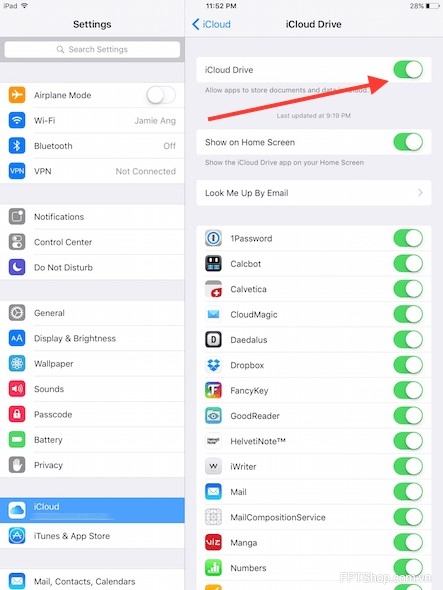 Đưa iCloud ra màn hình chủ