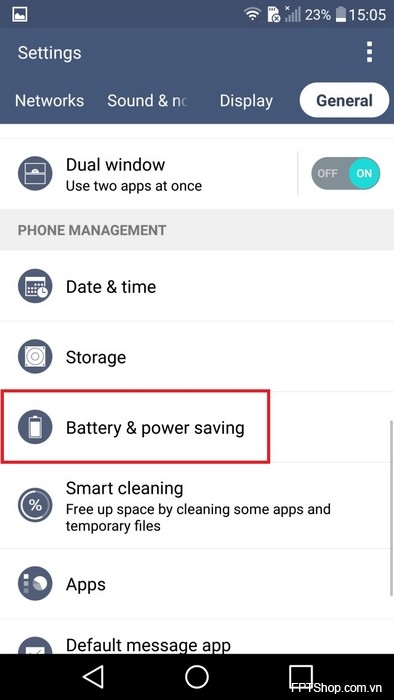 tắt chế độ tiết kiệm pin trên LG G4