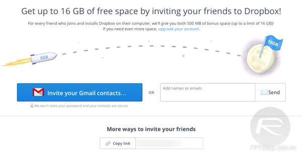 Giới thiệu bạn bè sử dụng Dropbox