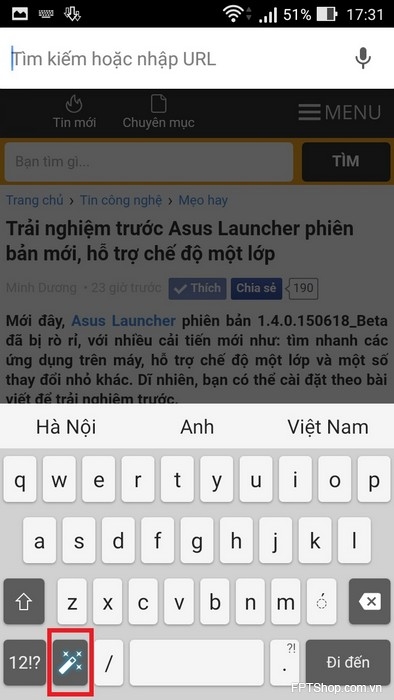 cá nhân hóa bàn phím nhằm tiện lợi hơn cho những lần sử dụng sau