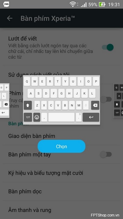 chọn “Bàn phím Xperia”