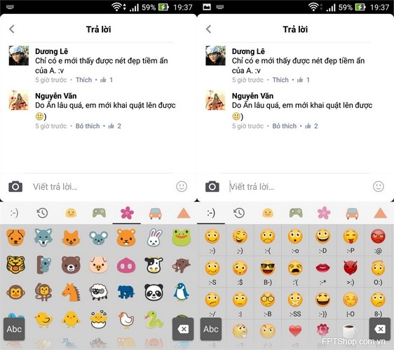 bàn phím Sony Xperia cũng được trang bị sẵn rất nhiều emoji