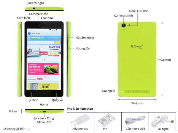 Q-Mobile QS550 mang đến nhiều trải nghiệm cao cấp từ những trang bị và công nghệ được tích hợp