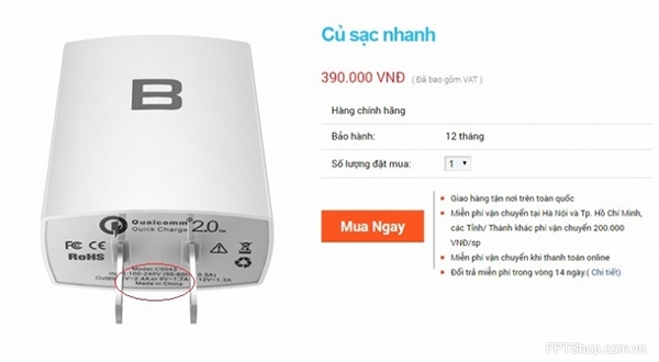Thử nghiệm sạc nhanh trên Bphone