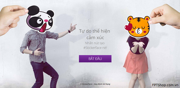 tạo ảnh Stickerface trên trang ứng dụng Stickerface