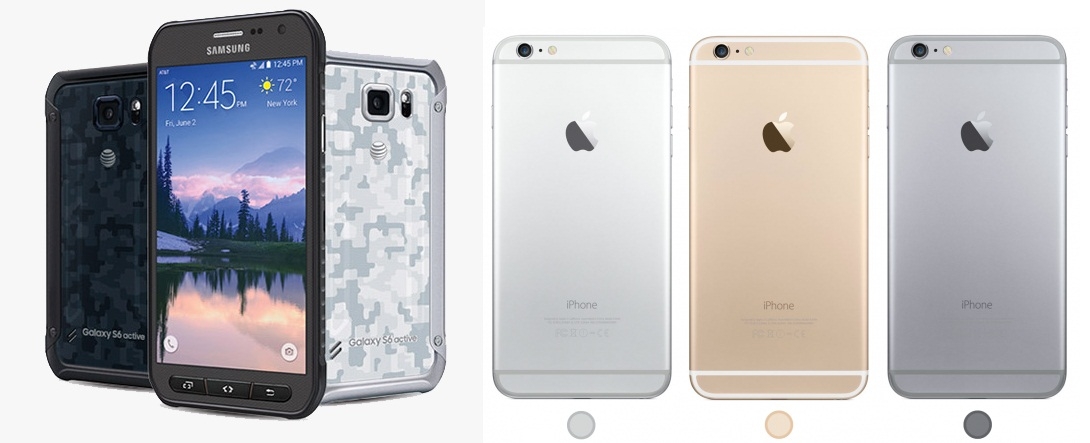Các tùy chọn màu sắc của Samsung Galaxy S6 Active và iPhone 6