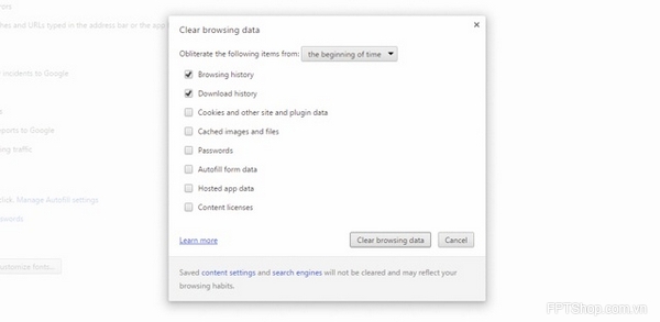 Xóa bớt bộ nhớ cache