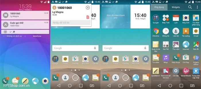 Giao diện trên LG Magna