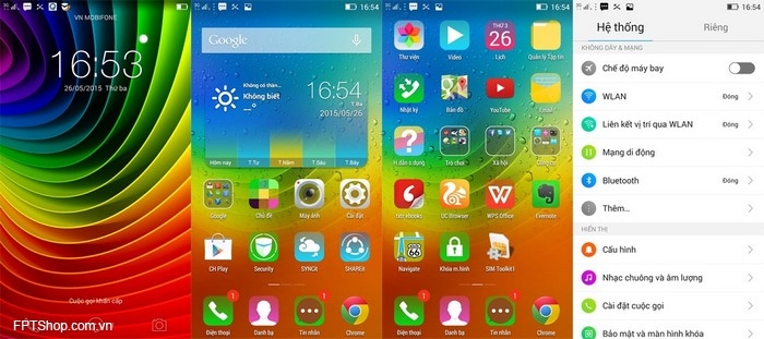 Giao diện trên Lenovo S60