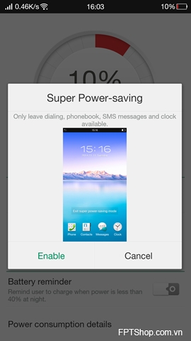 Chế độ tiết kiệm pin Super Power