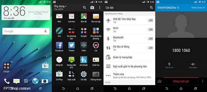Giao diện trên HTC One E8 Dual