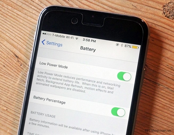 Chế độ tiết kiệm pin Low Power Mode trên iOS 9