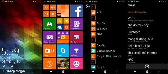 Giao diện Windows Phone trên Lumia 640 XL