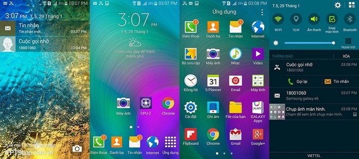 Giao diện trên Samsung Galaxy E5